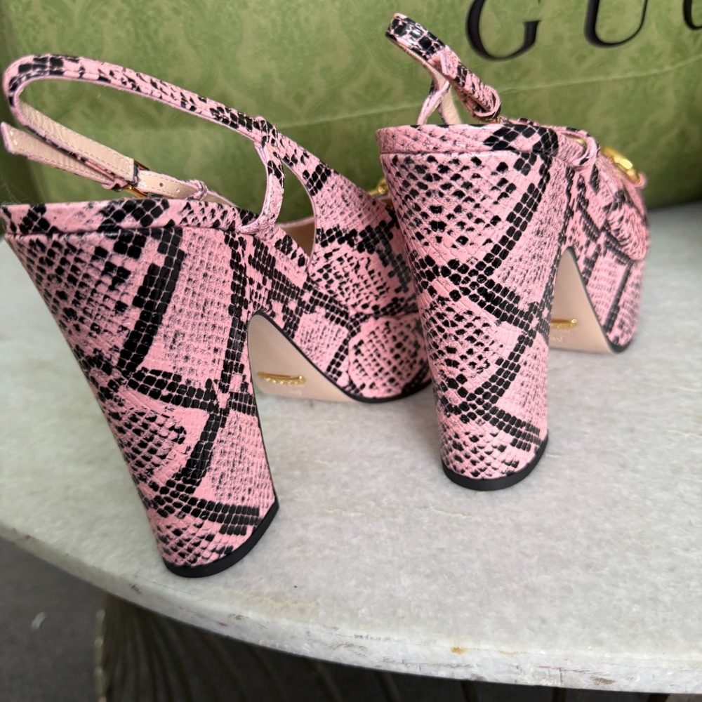 Gucci Horsebit Platform Python Print Leather High… - image 10